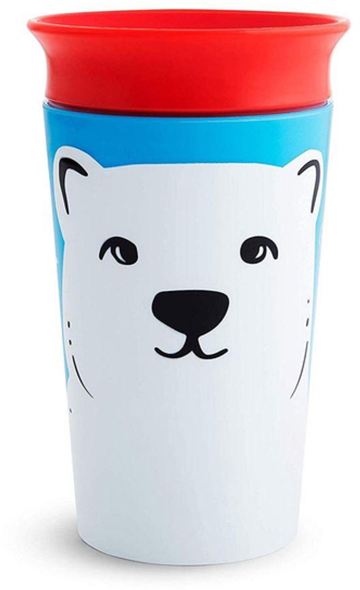 Vaso para beber Munchkin milagro 360 - vaso para sorber wildlove - vaso antifugas 360° - vaso de práctica para bebé y niño - 266 ml - edición oso polar