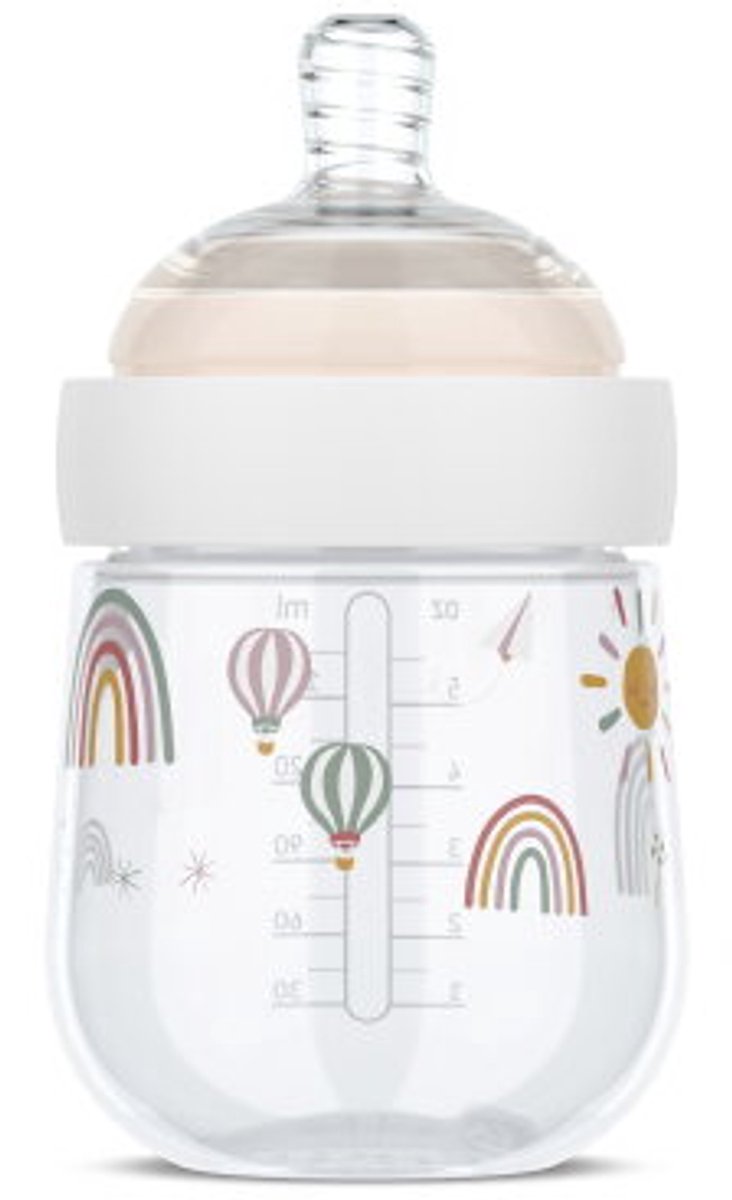 Biberon Mepal mio - 165 ml - anticolica - design a spirale previene l'intasamento - silicone di grado medico - sunshine rainbow