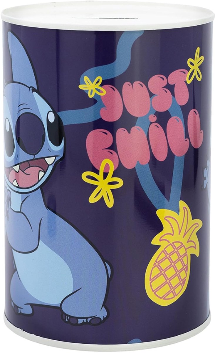 Lilo stitch metalen spaarpot - disney - 10 x 15 cm