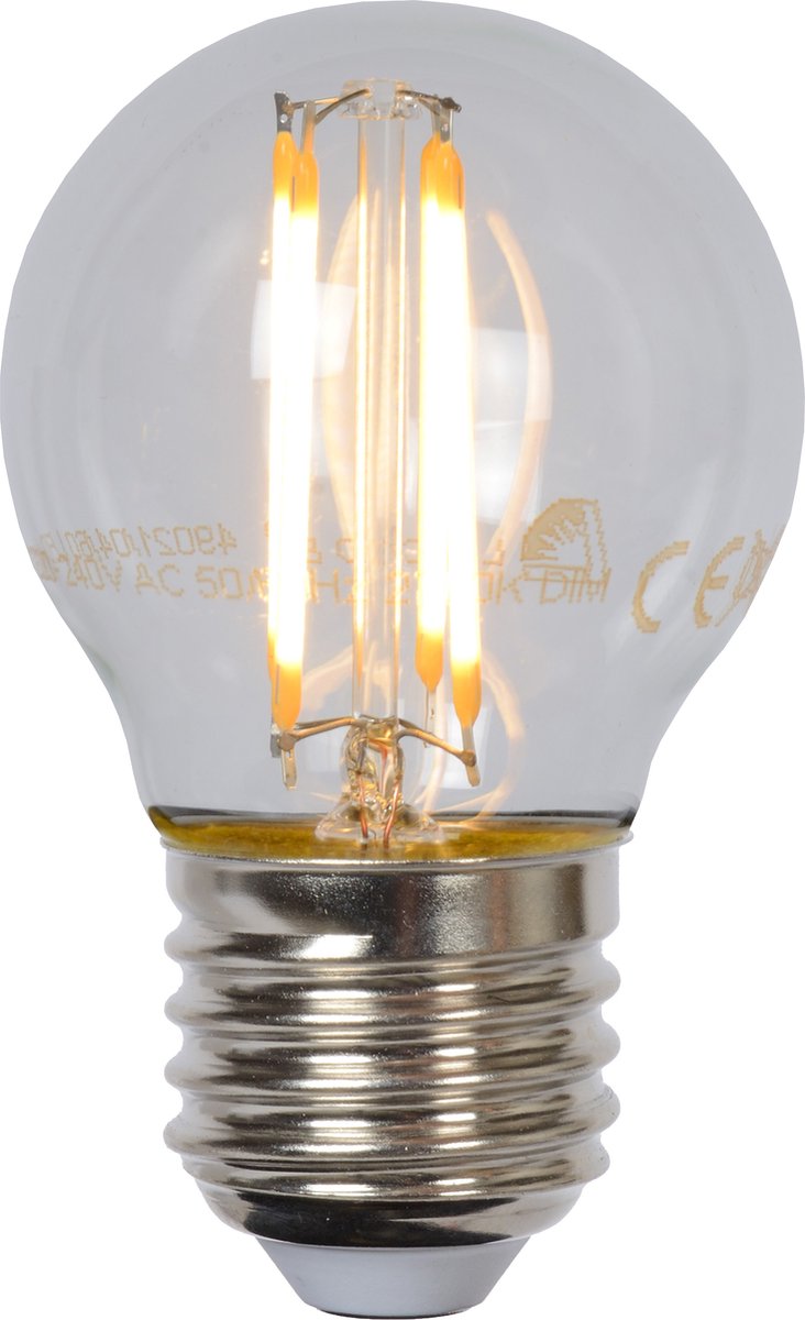 Lucide g45 - lampada a filamento - ø 4,5 cm - LED dimmerabile - E27 - 1x4W 2700K - trasparente