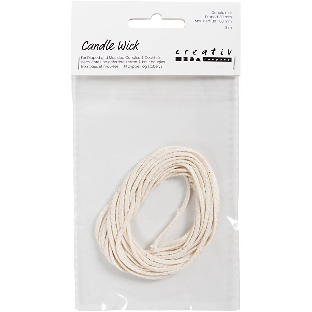 Creative Company Wick per battezzato (diapositiva 22-30 mm) e candele gettate (diapositiva 60-80 mm), 3m