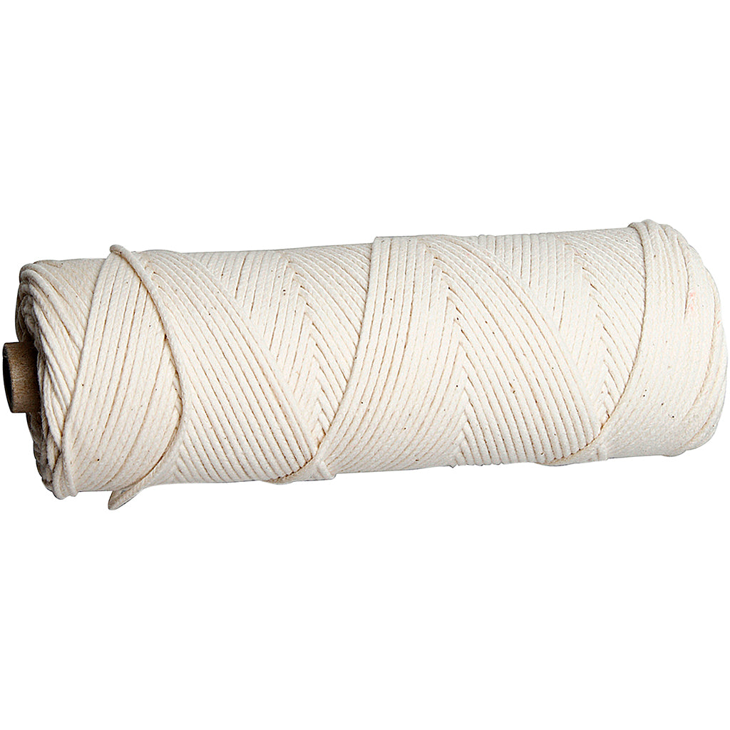 Stoppino per fogli di cera d'api dell'azienda Creativ, da utilizzare con candele in fogli di cera d'api, misura 3, spessore 2-3 mm, 100 gr, 80 m 1 rotolo