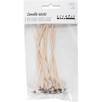 Stoppini per candele in portacandele, adatti per portacandele con diametro 20-65 mm, L: 110 mm, spessore 2 mm, 10 pezzi 1 scatola