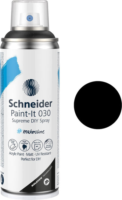 Schneider Schneider S-ML03050001 Vernice spray fai-da-te-It 030 Nero 200 ml di vernice acrilica