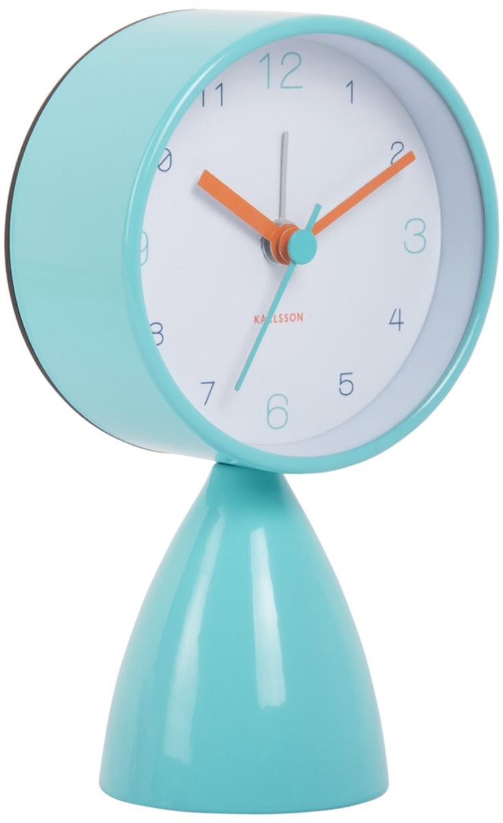 Sveglia Karlsson funky vibes - blu turchese - 7,8x7,8x13,3 cm - moderna - sveglia per camera da letto - sveglie