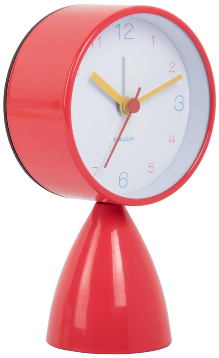 Sveglia Karlsson funky vibes - rosso scarlatto - 7,8x7,8x13,3 cm - moderna - sveglia per camera da letto - sveglie