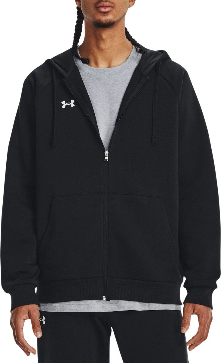 Under Armour UA Rival Fleece FZ Hoodie-BLK Sudadera deportiva para hombre - Negro - Blanco