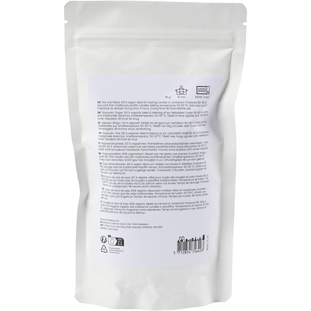 Creativ company cera de soja, para velas en tarro, crema, 250 gr 1 caja