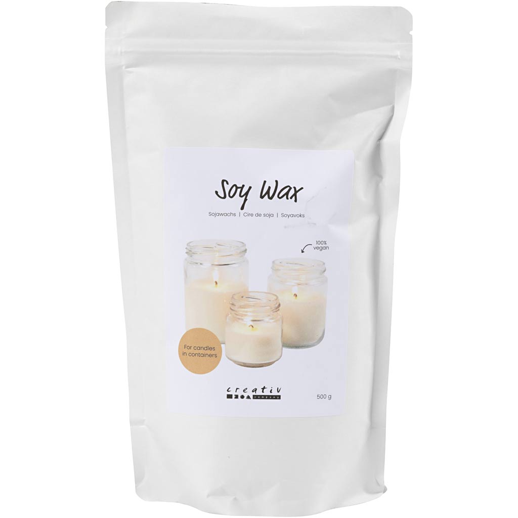 Creativ company cera de soja, para velas en tarro, crema, 500 gr 1 caja