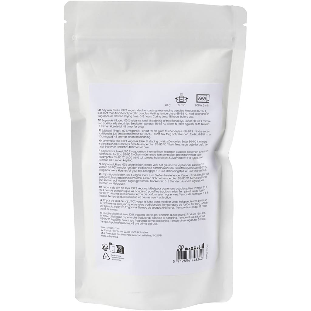 Creativ company cera de soja, para velas independientes, crema, 250 gr 1 caja