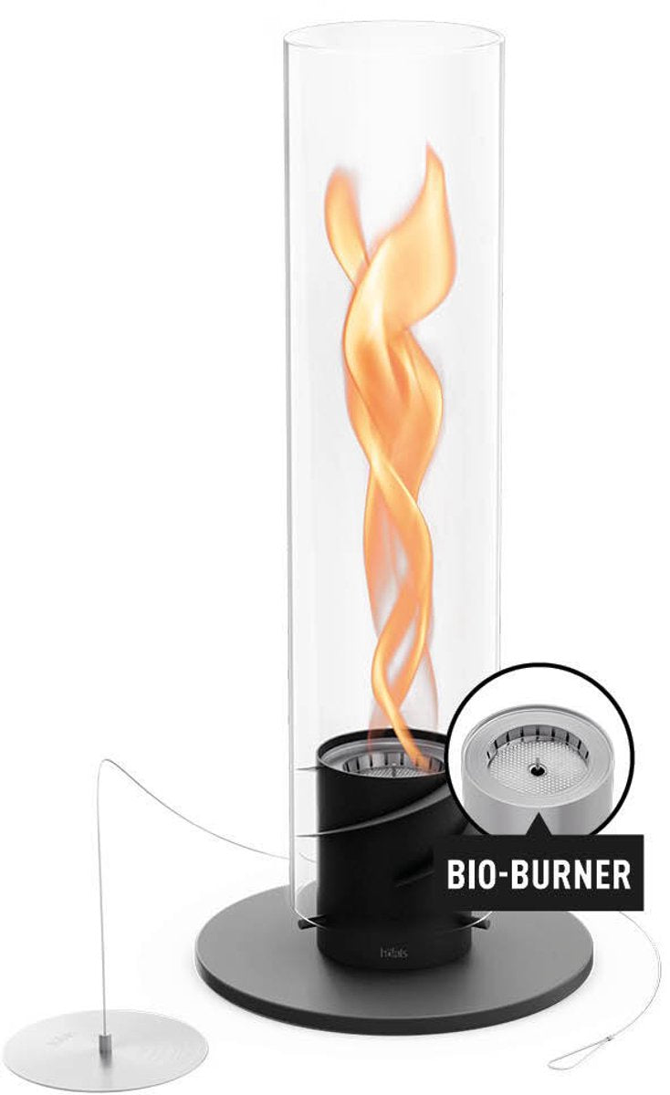 Höfats Spin Classic Table Fire 900 Chimenea de bioetanol negra sobre líquido, chimenea de mesa de acero inoxidable, chimenea de mesa calefactora para interior y exterior