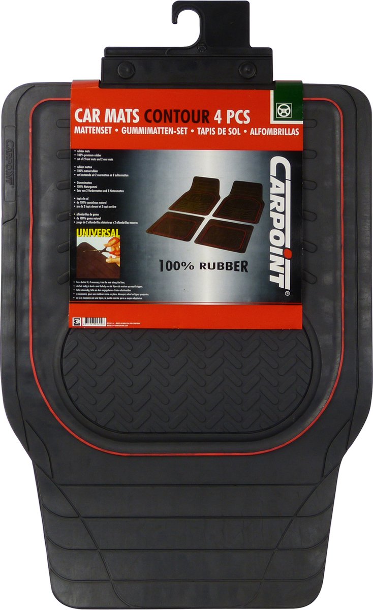 Carpoint mattenset rubber contour – 4-delig – universeel – antislip – bescherming tegen vuil water – auto matten
