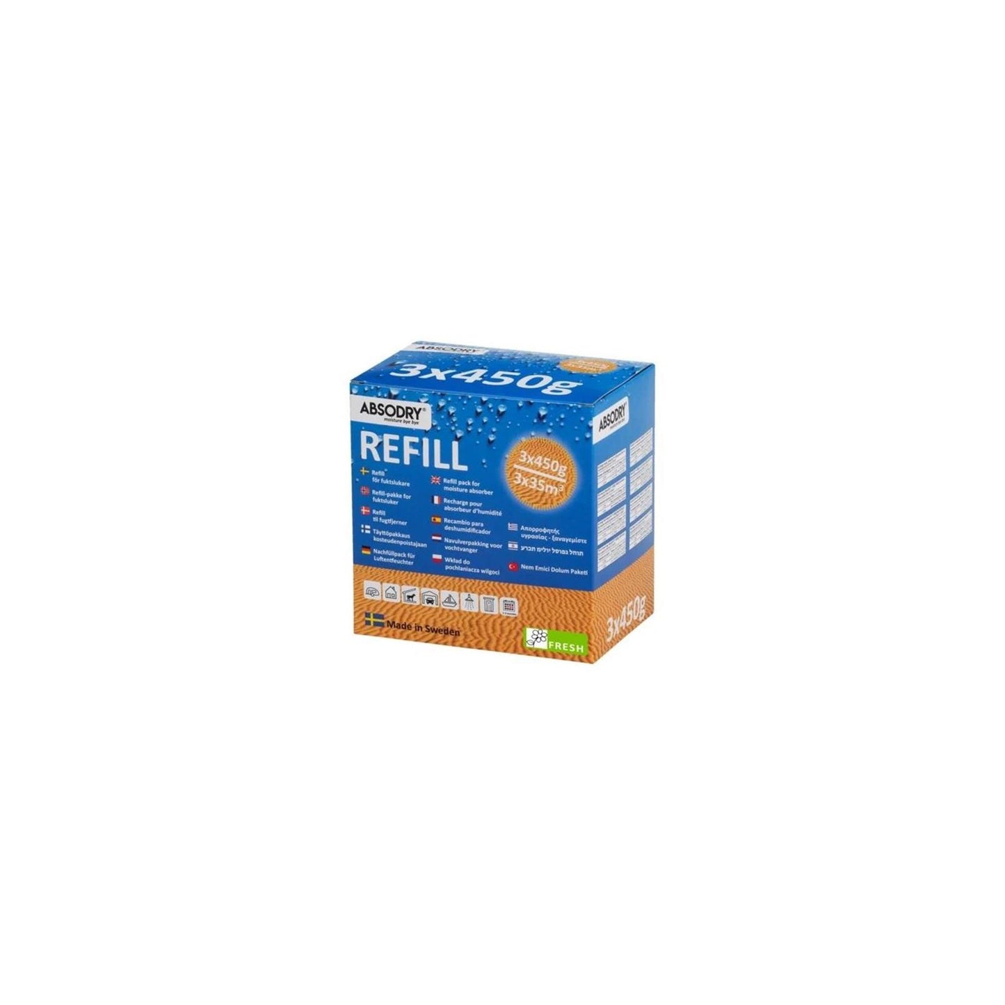 Absodry classic vochtvanger navulzak 3x450gr fresh