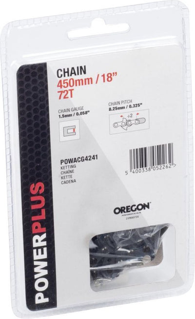 Cadena de sierra powerplus powacg4241 oregon - 18''(450) 72t mineral