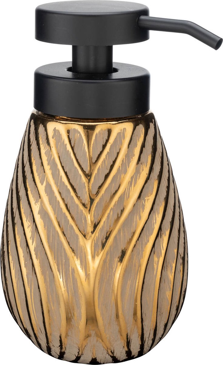 Wenko dispensador de jabón idro gold ceramic con estructura 330ml - bomba de jabón independiente y recargable - baño aseo cocina