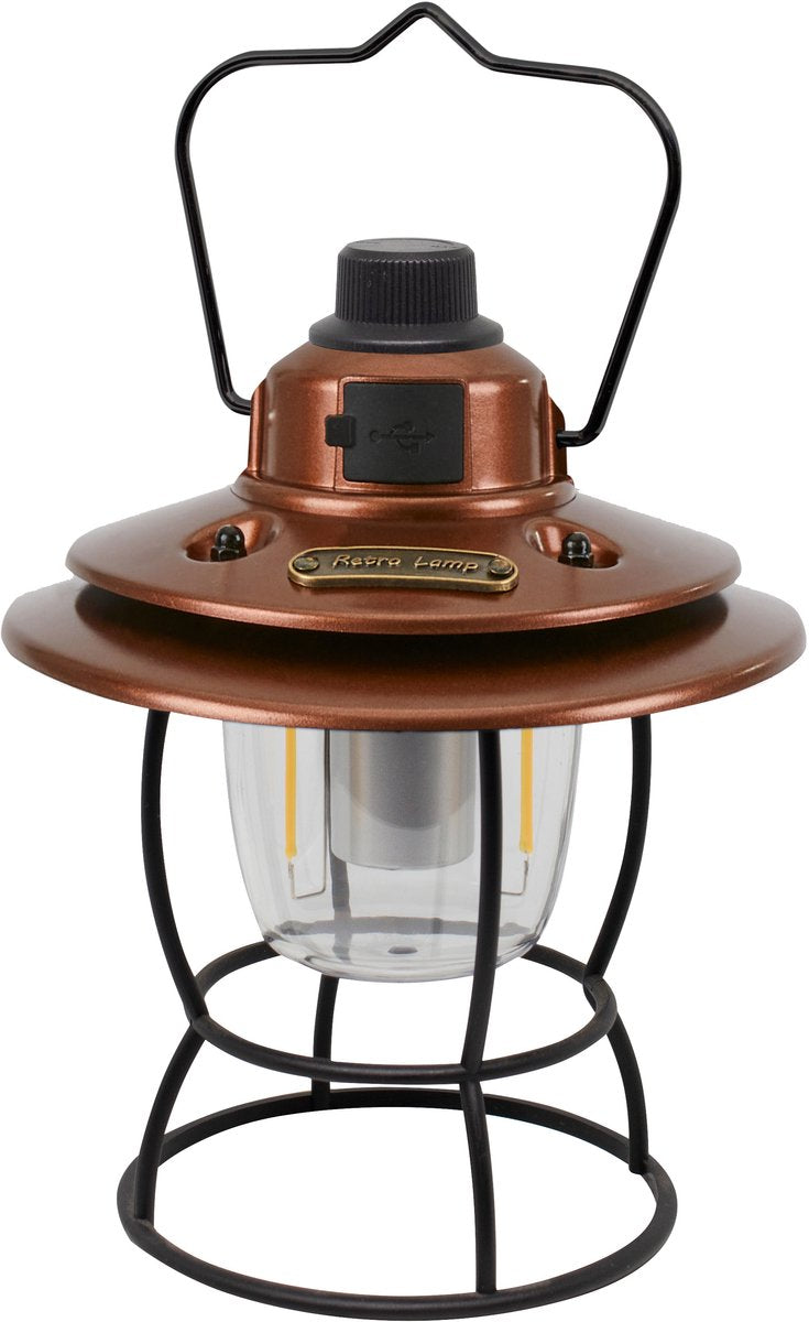 Lampada da campeggio Eurotrail orix - lampada ricaricabile - lampada da esterno - rame - luce calda e bianca - funzione power bank - dimmerabile