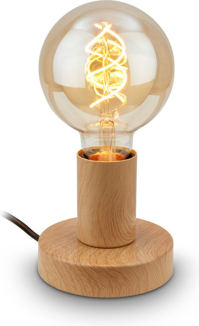 Briloner teepu - lampada da tavolo industriale - lampada da comodino retrò - metallo - attacco E27 - ø10 cm - aspetto legno