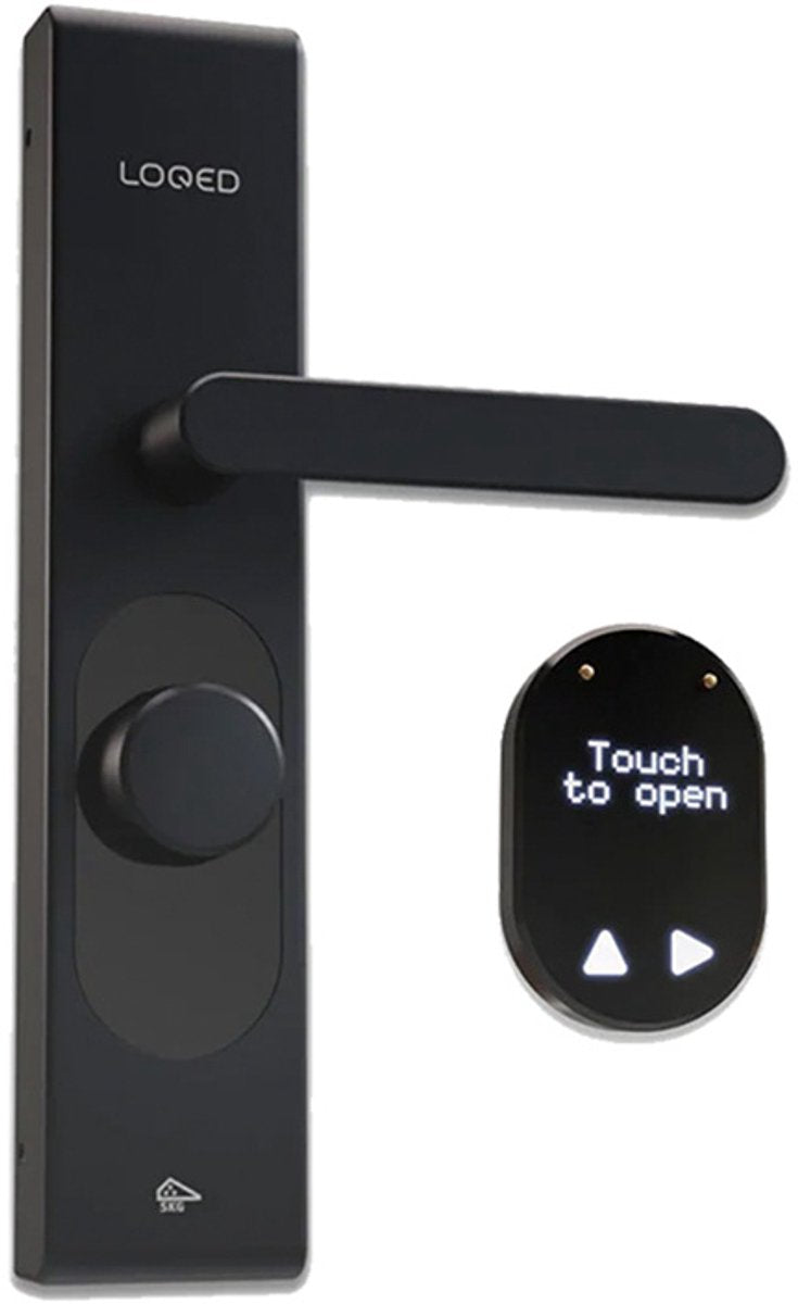 Serratura intelligente touch Loqed - serratura intelligente per porta - con integrazione casa intelligente - ponte, accesso con codice cilindro - nero