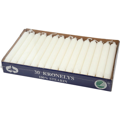 Velas de empresa Creativ, h: 20 cm, d 23 mm, blanco, 30 piezas 1 caja
