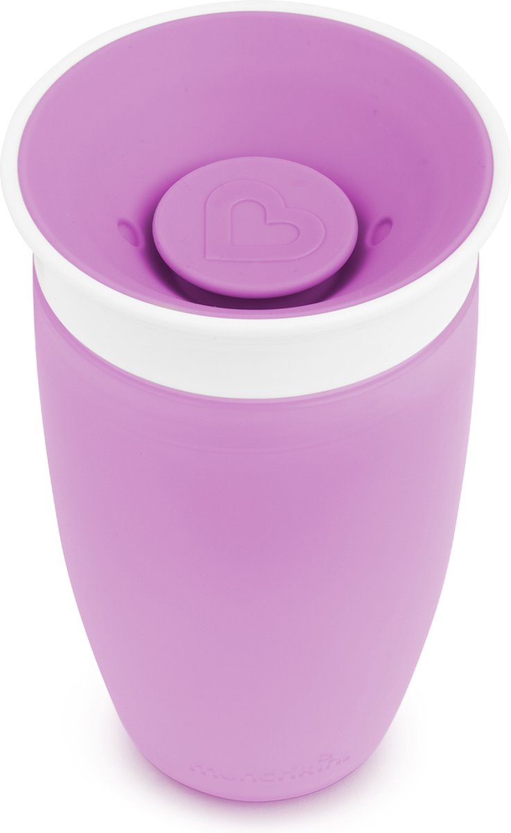 Vaso para beber 360° antifugas milagroso de Munchkin - vaso para sorber - vaso de práctica para bebé y niño - 296 ml - violeta