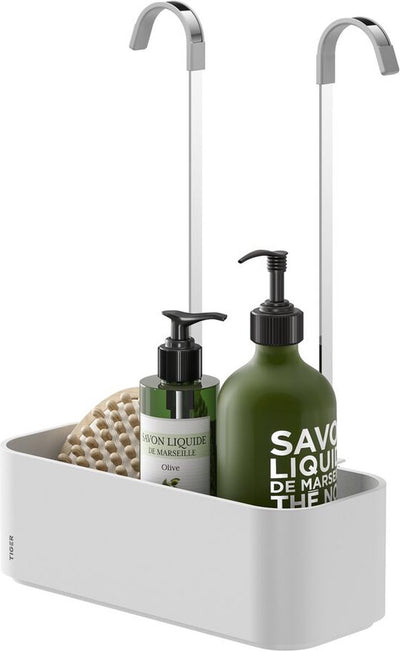 Tiger 2-store - estante de ducha sin taladrar - estante de ducha colgante para grifo de ducha - 25 cm - cesta de ducha para baño - blanco