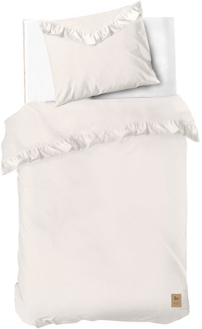 Dindi home dekbedovertrek white ruffle - 140x220 - 100% katoen - off white