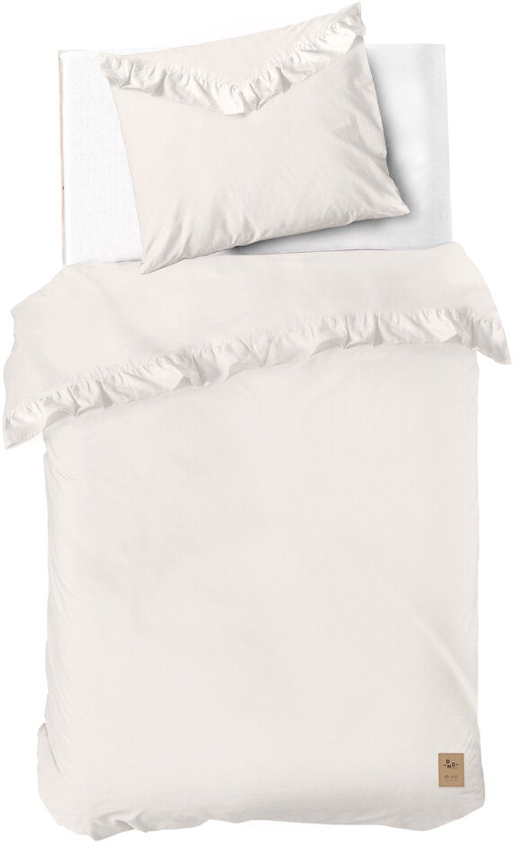 Funda nórdica Dindi home volante blanco - 140x220 - 100% algodón - blanco roto