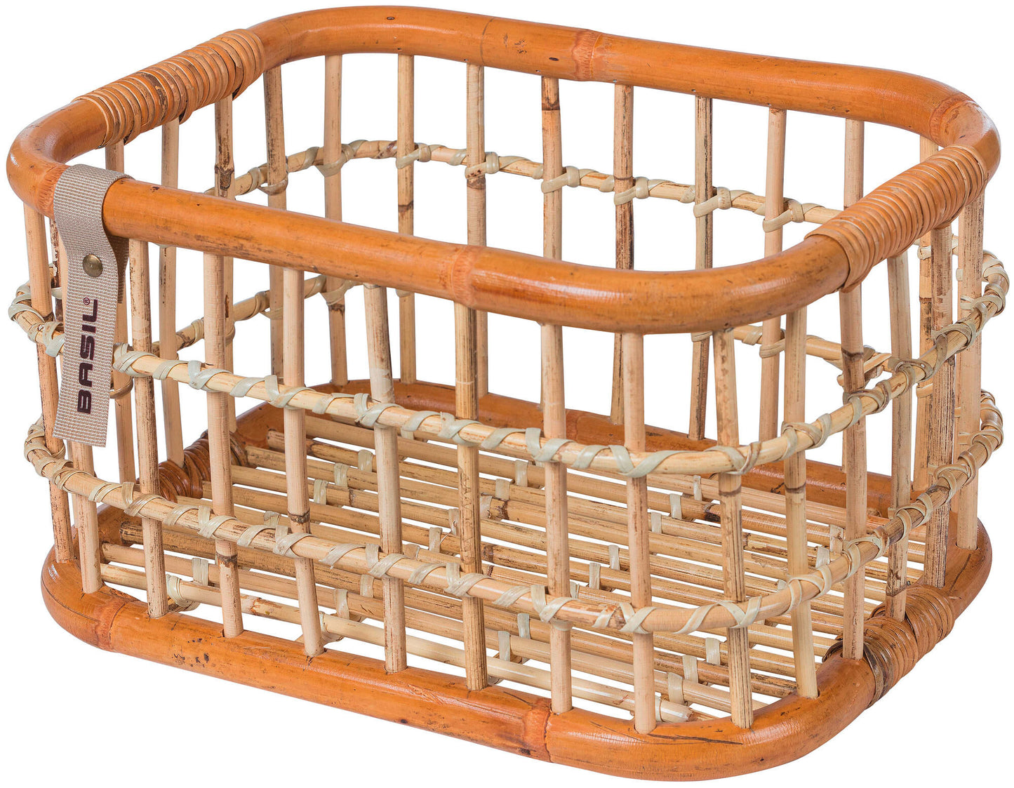 Basil Green Life - cestino per biciclette Rattan - Large - First - Natural Brown