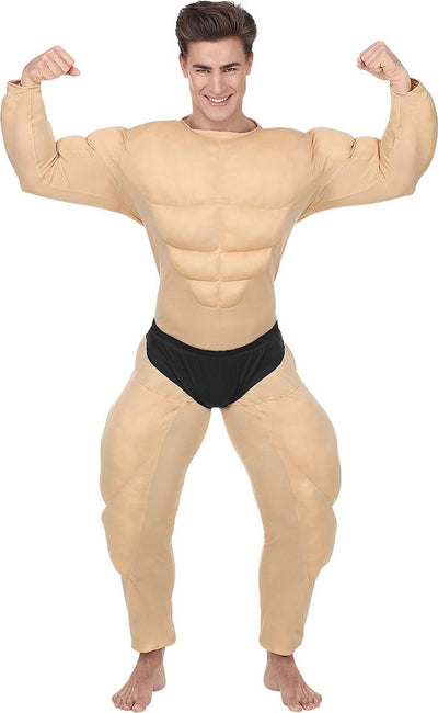 Widmann - disfraz de musculoso inflable - fanfarrón del culturista del gimnasio - hombre - beige - grande - ropa de carnaval - disfraces