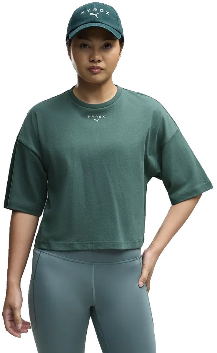 T-shirt Puma x hyrox cropped lifestyle a maniche corte verde L da donna