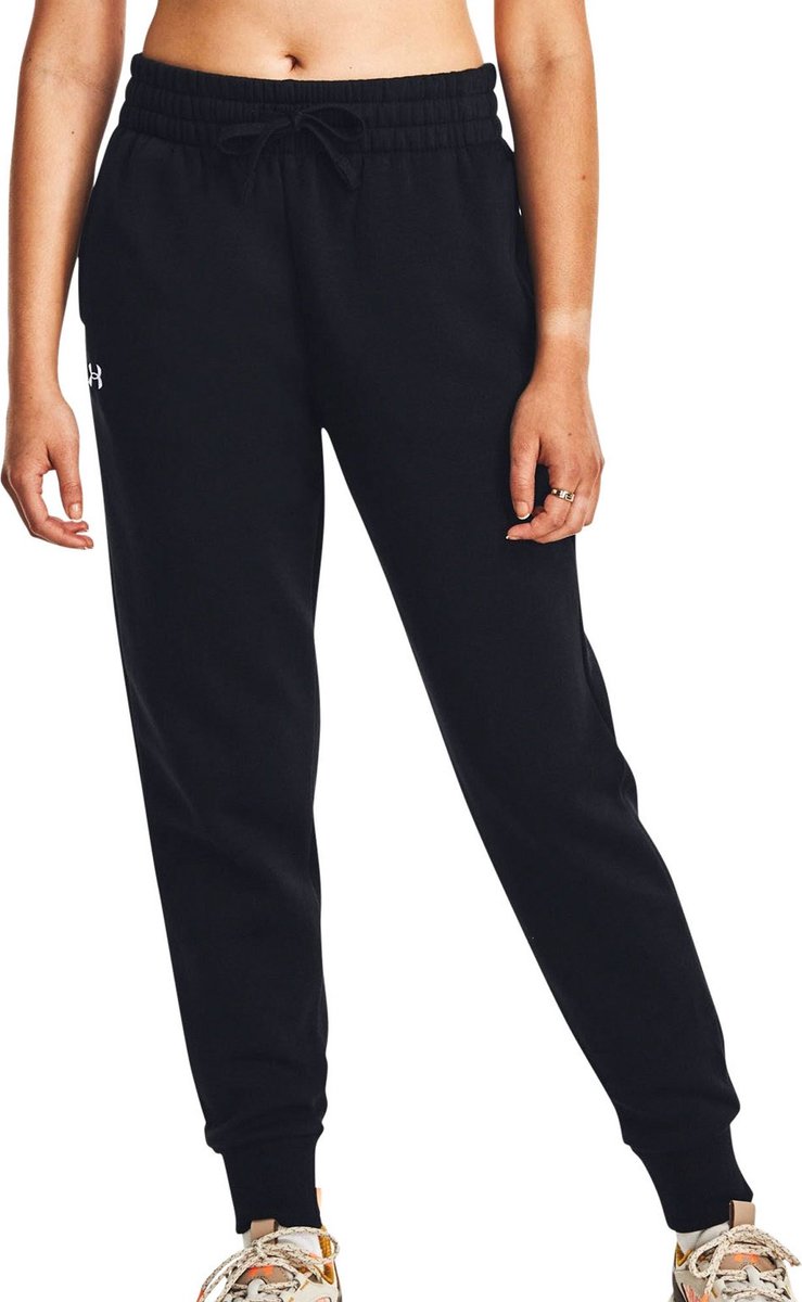 Pantalón deportivo under armour ua rival polar jogger para mujer - negro - blanco