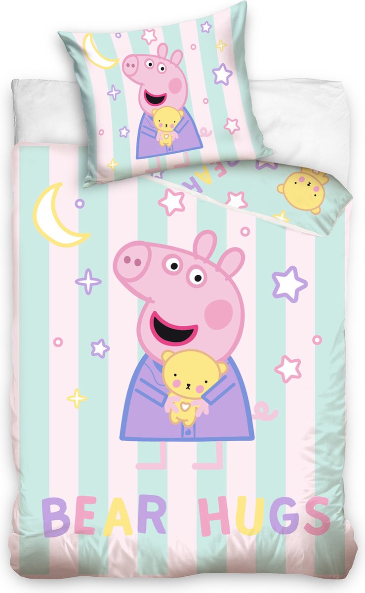 Copripiumino per bebè Peppa Pig orsetti abbracci - 100 x 135 cm - cotone