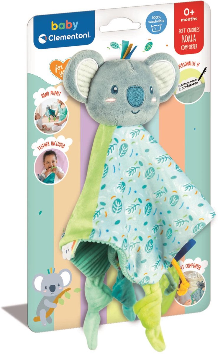 Clementoni baby knuffeldoek koala - zachte pluche knuffel - sensorisch interactief speelgoed vanaf 0 maanden