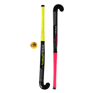 Hockeyset con pelota en la bolsa de color amarillo