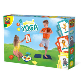 Ses creative ses - yoga con animali - yoga per bambini - inclusi tappetini per yoga, tavola rotante e 27 carte yoga per bambini