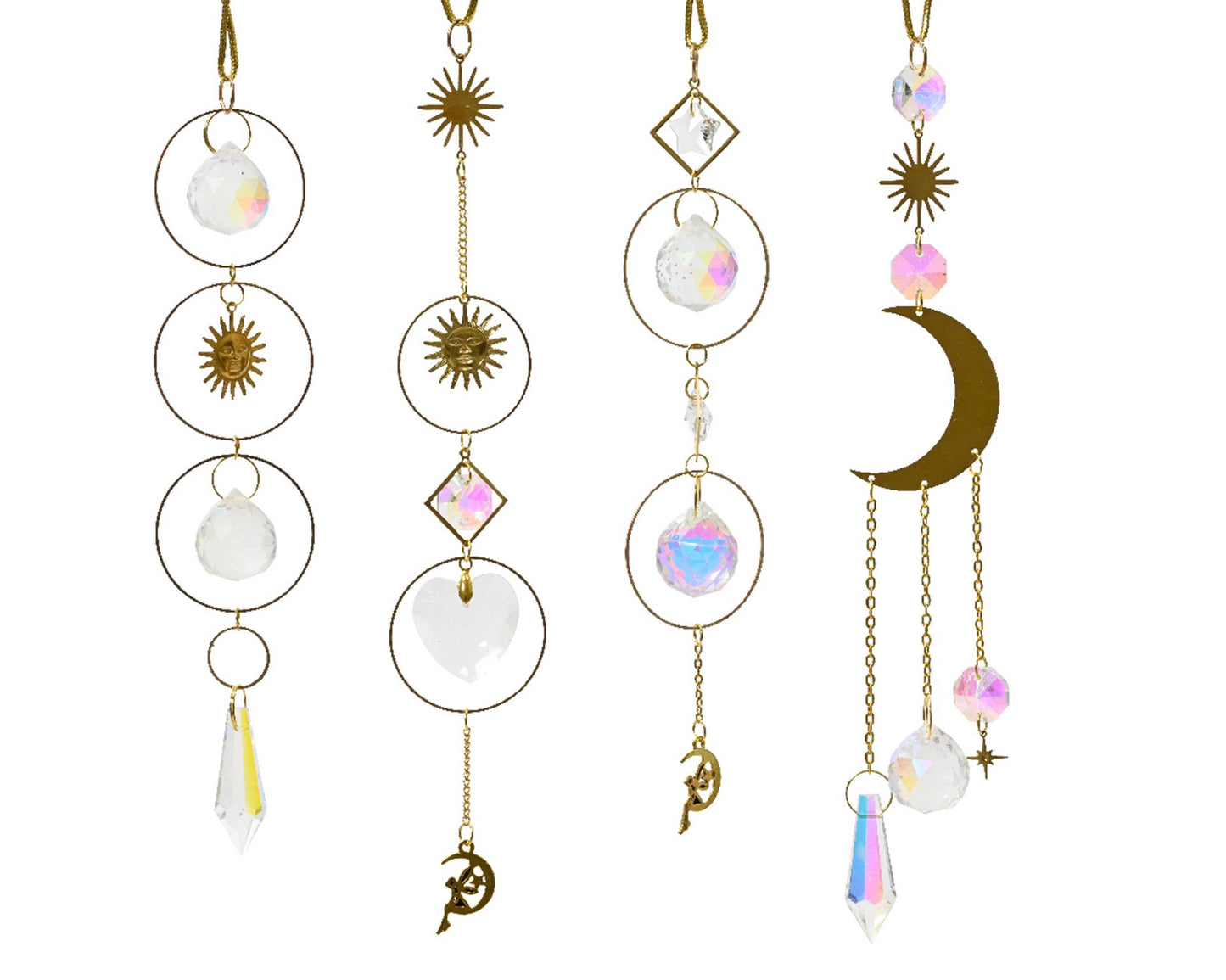 Decoris decoración colgante de metal con sol y luna dorada.