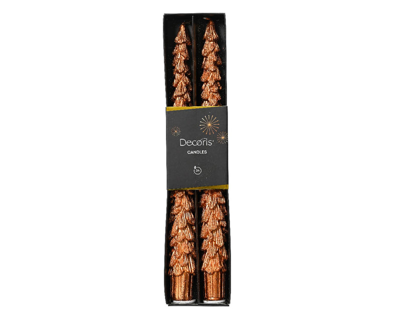 Decoris dinerkaars kerstboom koper 25cm 2-delig