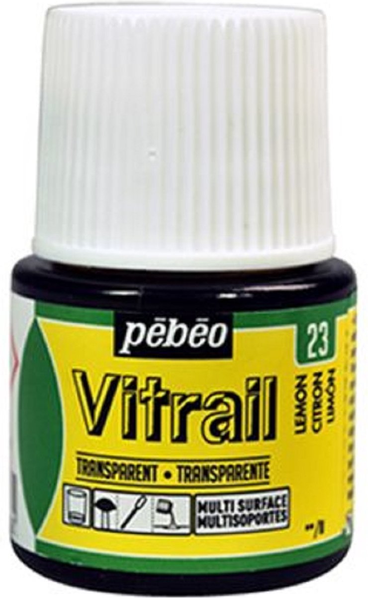 Pintura para vidrio Pebeo - 23 limón - transparente - vitrail - 45 ml