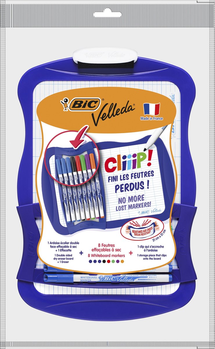 Pizarra de Bic Velleda con 8 marcadores