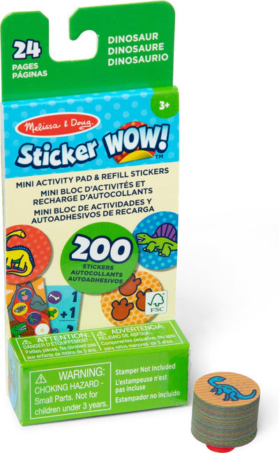 Adesivo di Melissa Doug Wow! mini pad attività e oltre 200 adesivi di ricarica: adesivi con dinosauri