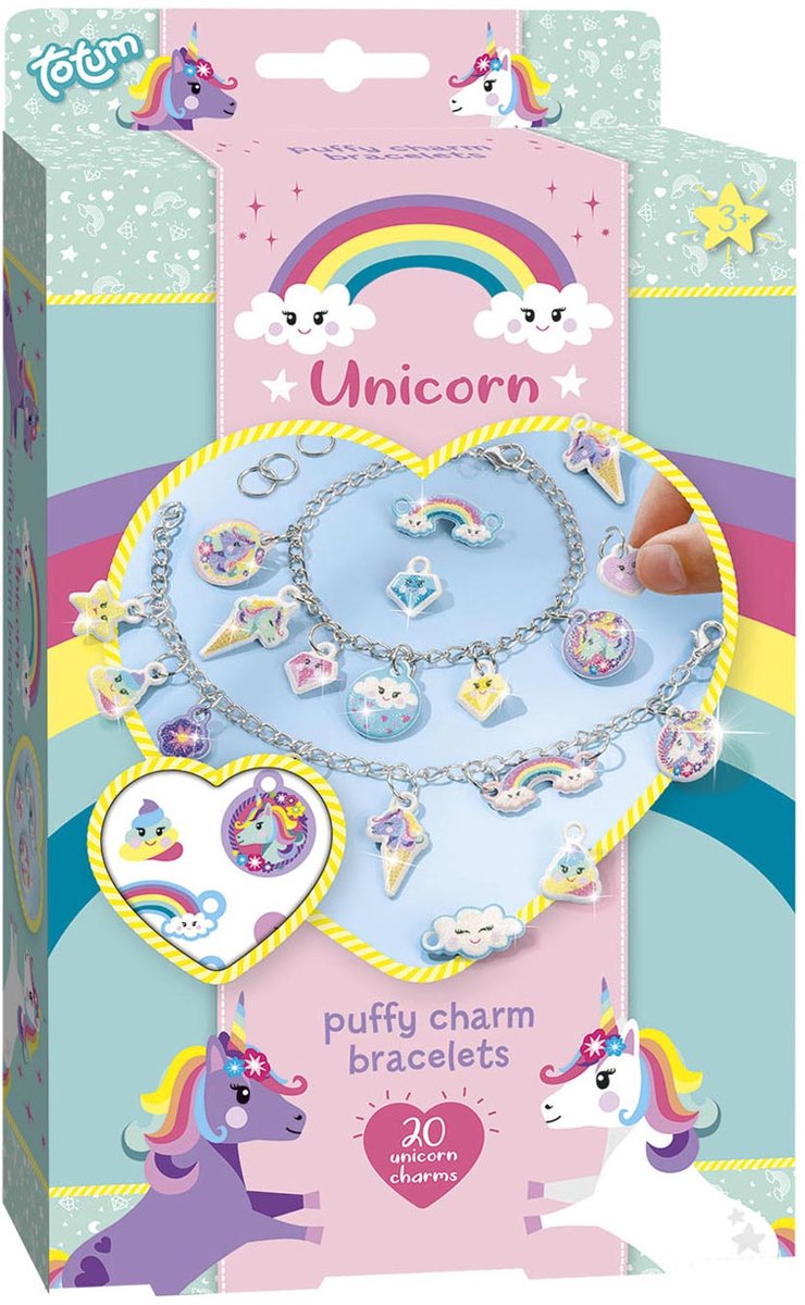 Totum eenhoorn - puffy bedelarmbandjes