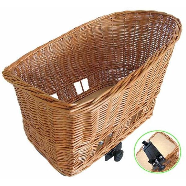 Basil Pasja - cestino per bici per cani - grande - 50 cm - cestino posteriore - naturale