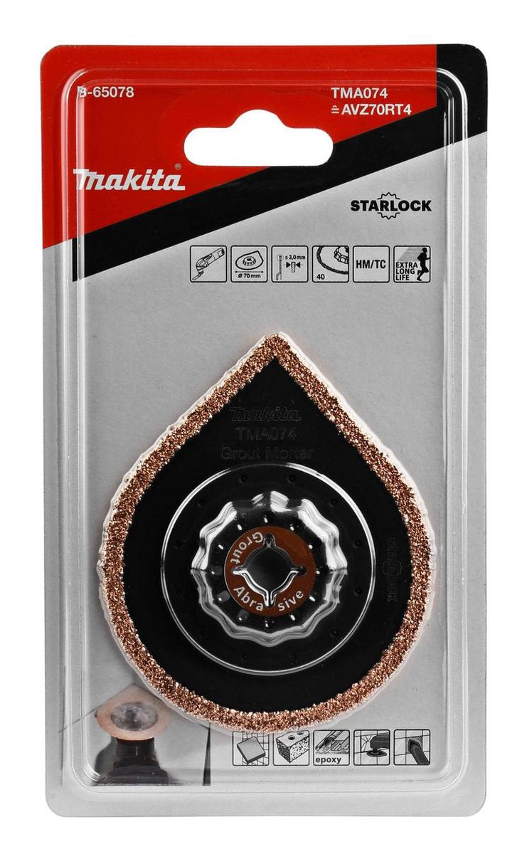 Accesorios Makita b-65078 | cortador de almohadilla de lijado tma074 | Hoja multiherramienta Starlock TC HM K40 de 70 mm - b-65078