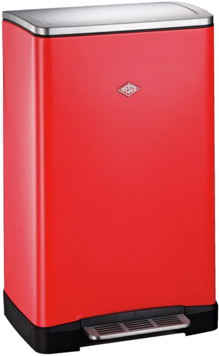Separatore di rifiuti Wesco Big Double Boy | 36 litri | pattumiera a pedale duo (2x18 litri) | metallo - rosso | spazzatura