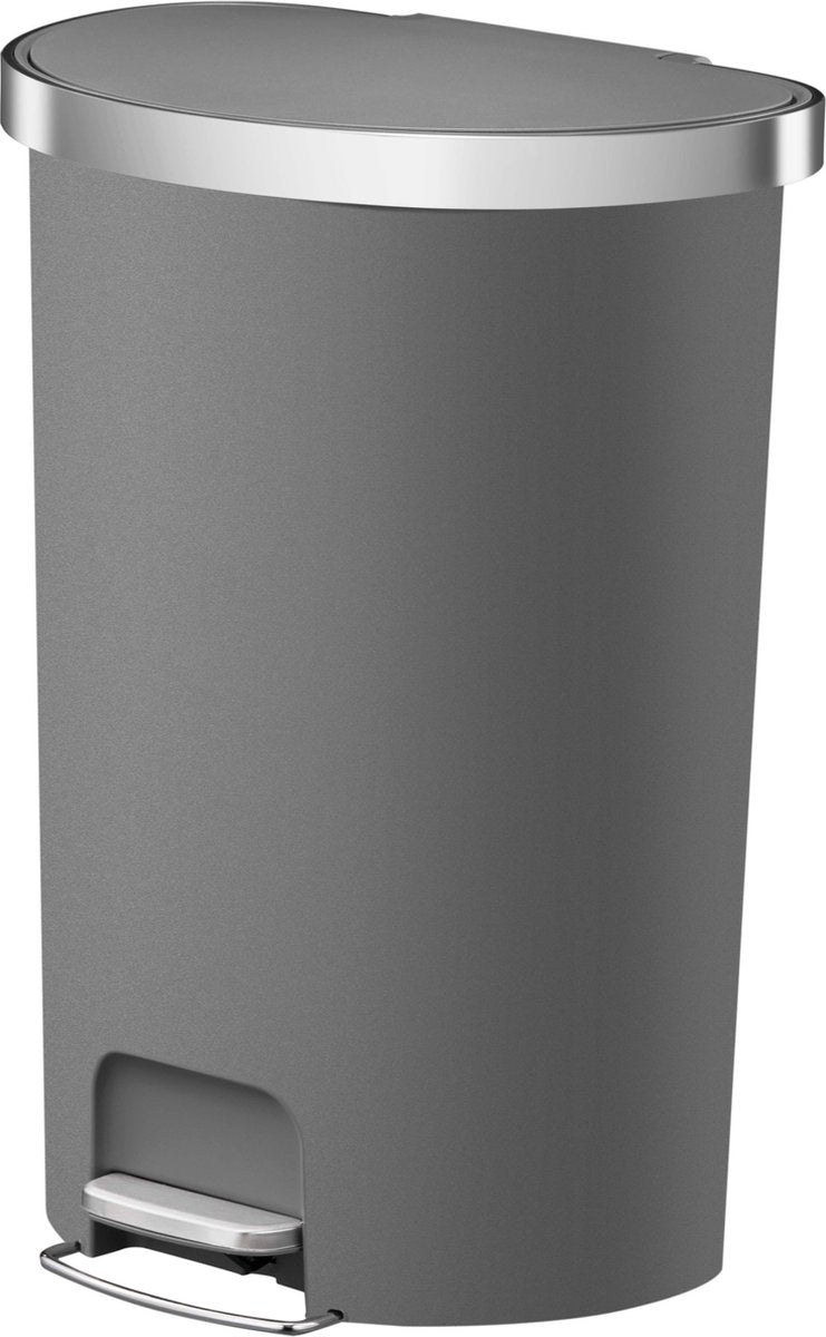 Eko - hana pedaalemmer halfrond 55 liter - plastic - grijs - prullenbak
