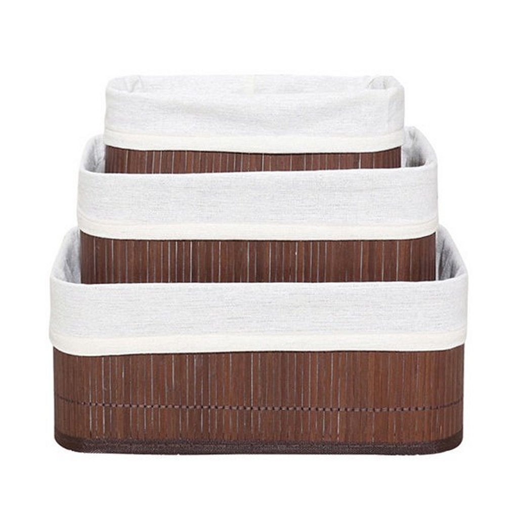 HomeStyle Pro Homestyle Bamboo Cestas de almacenamiento 3 piezas Brown White
