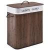 HomeStyle Pro Homestyle Rectangular Bamboo Lavandry Basket + Text 52x32x63 CM Brown White