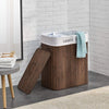 HomeStyle Pro Homestyle Rectangular Bamboo Lavandry Basket + Text 52x32x63 CM Brown White
