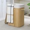 HomeStyle Pro Homestyle Rectangular Bamboo Cesta de lavandería de bambú 40x30x60 cm Naturel White