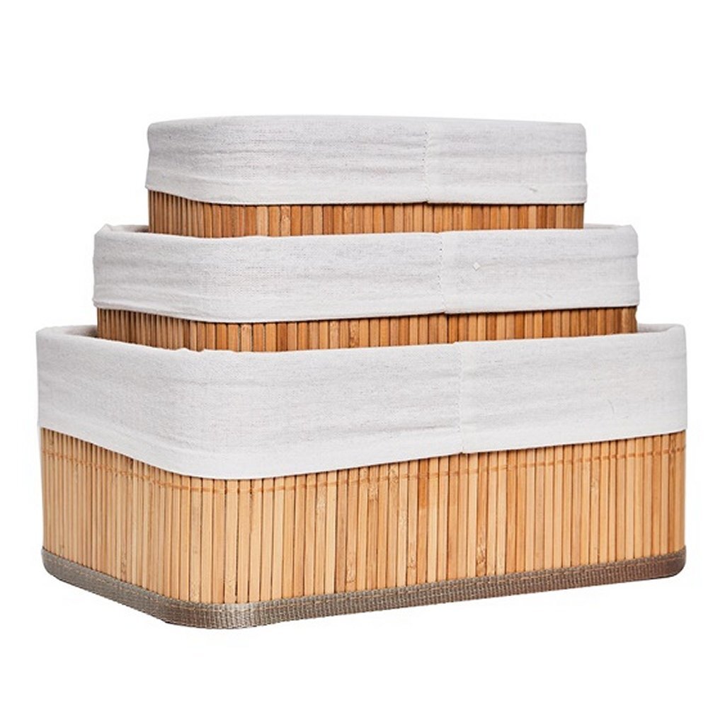 HomeStyle Pro Homestyle Bamboo Cestas de almacenamiento 3 piezas Natural White